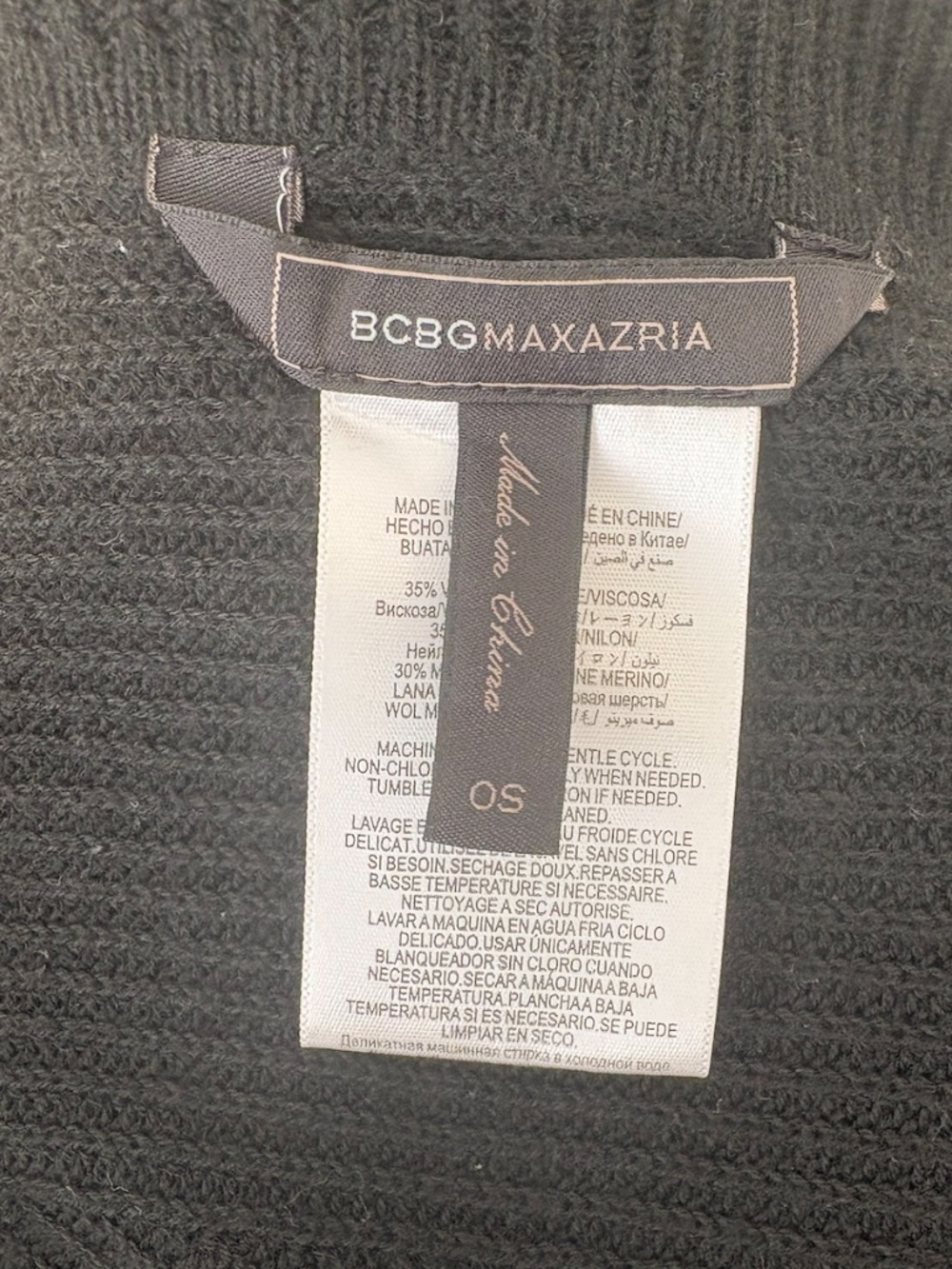 BCBGMAXAZRIA Black Knit Turtleneck Poncho Cape Sweater OS - Picture 4 of 4